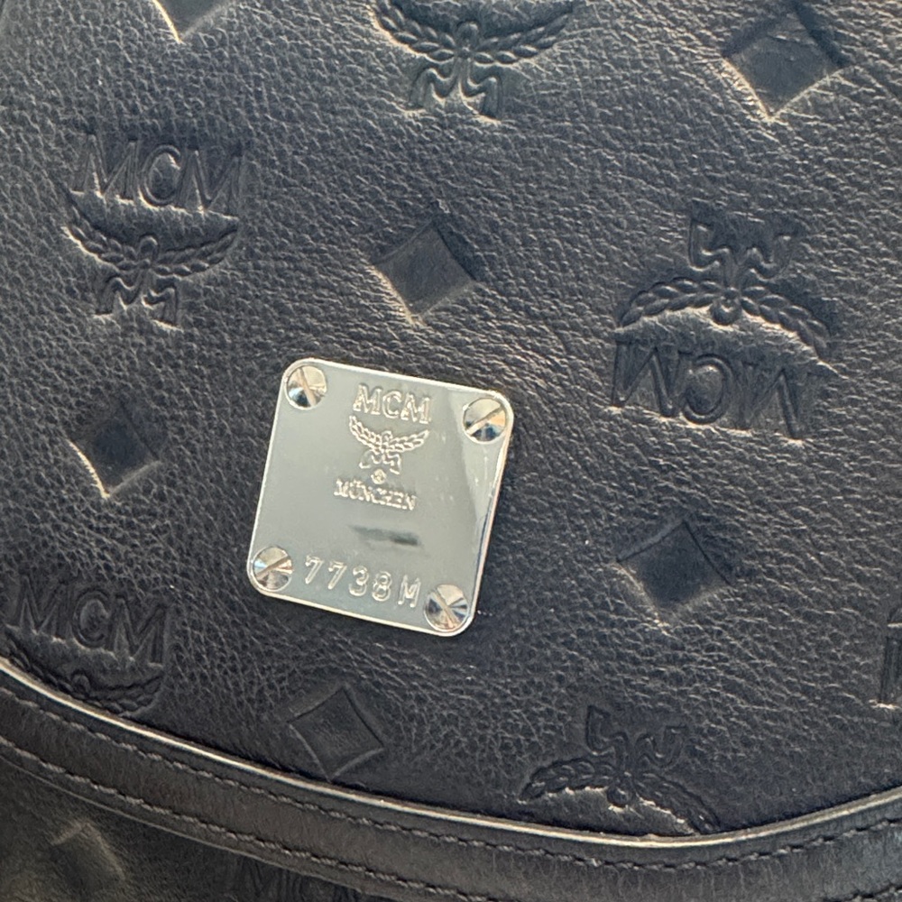 MCM Black Embossed Leather Visetos Crossbody Bag with Silver Hardware - Picture 7 of 16